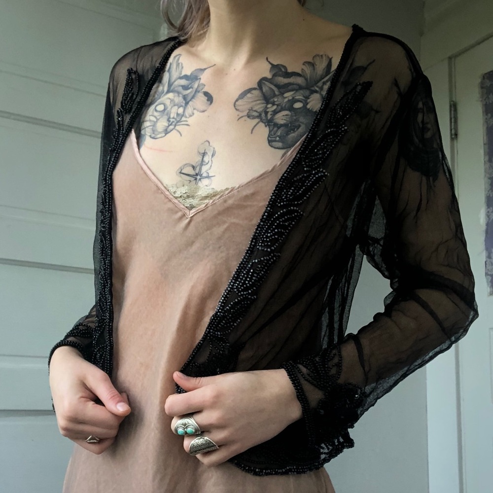 Vintage Embroidered Lingerie Cover Up